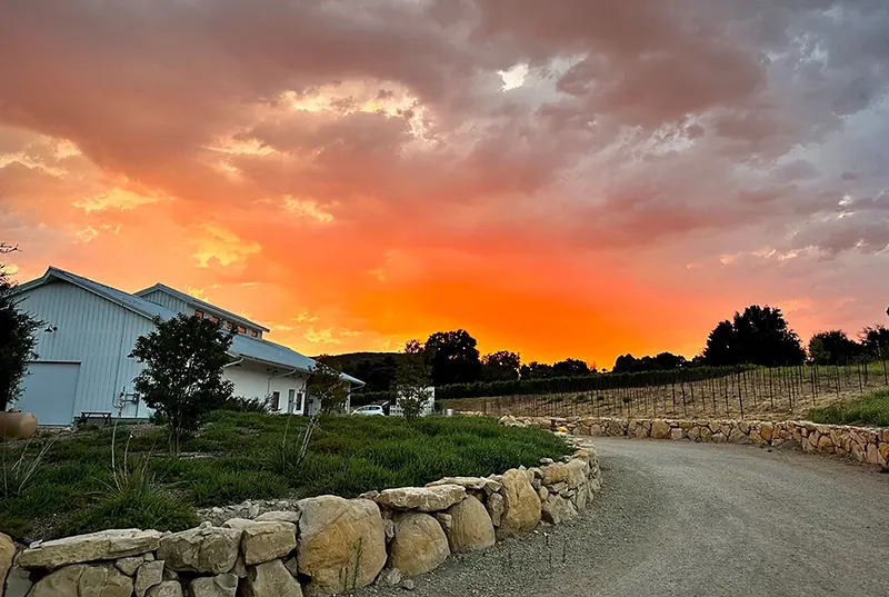 Willow Creek Wine Co. winery at sunset